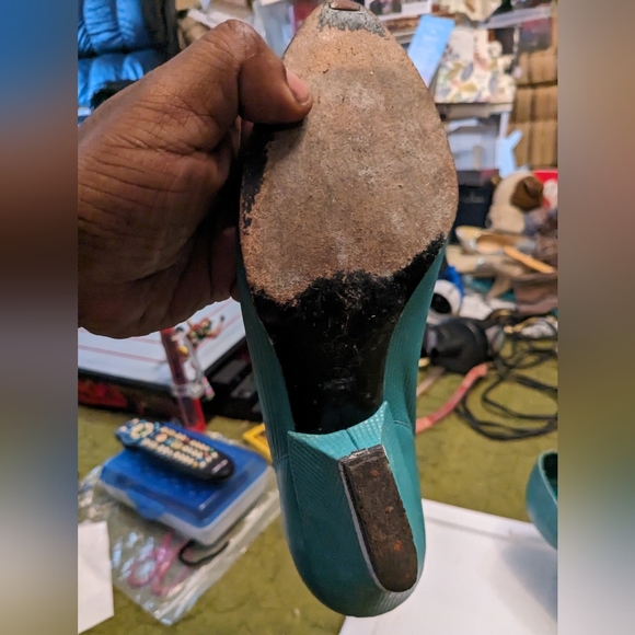 Women's Turquoise Heels by Charles Jordan - Picture 8 of 9